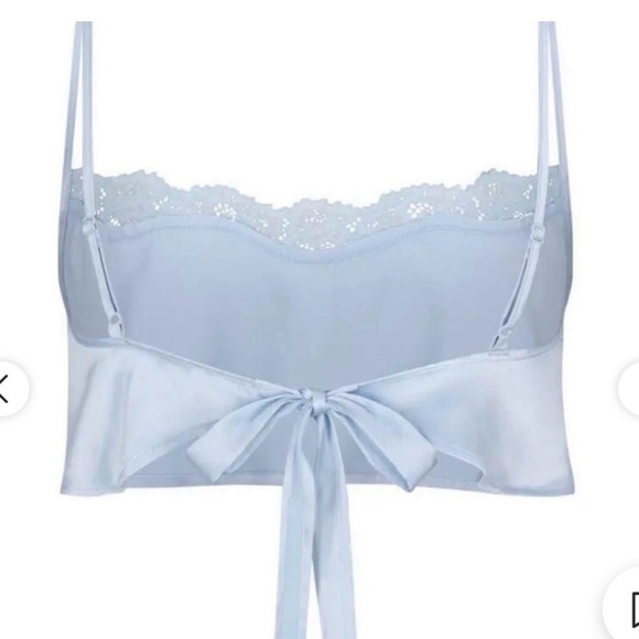 SKIMS Bridal Silk Cropped Top Glacier Blue Tie Back L Excellent - Picture 5 of 9